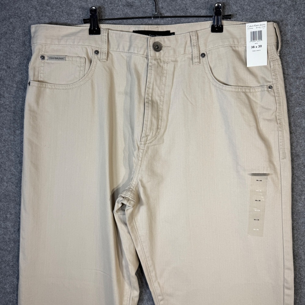 Calvin Klein Jeans Mens 38x30 Relaxed‎ Straight Oyster Beige Casual Pants